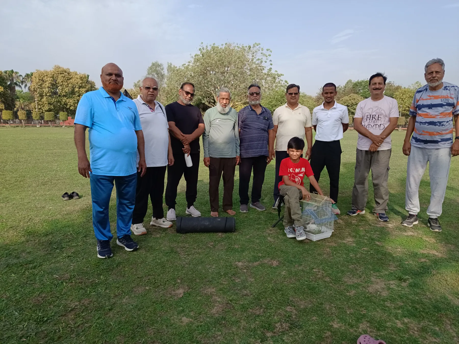 Group of senior clients in a park after training